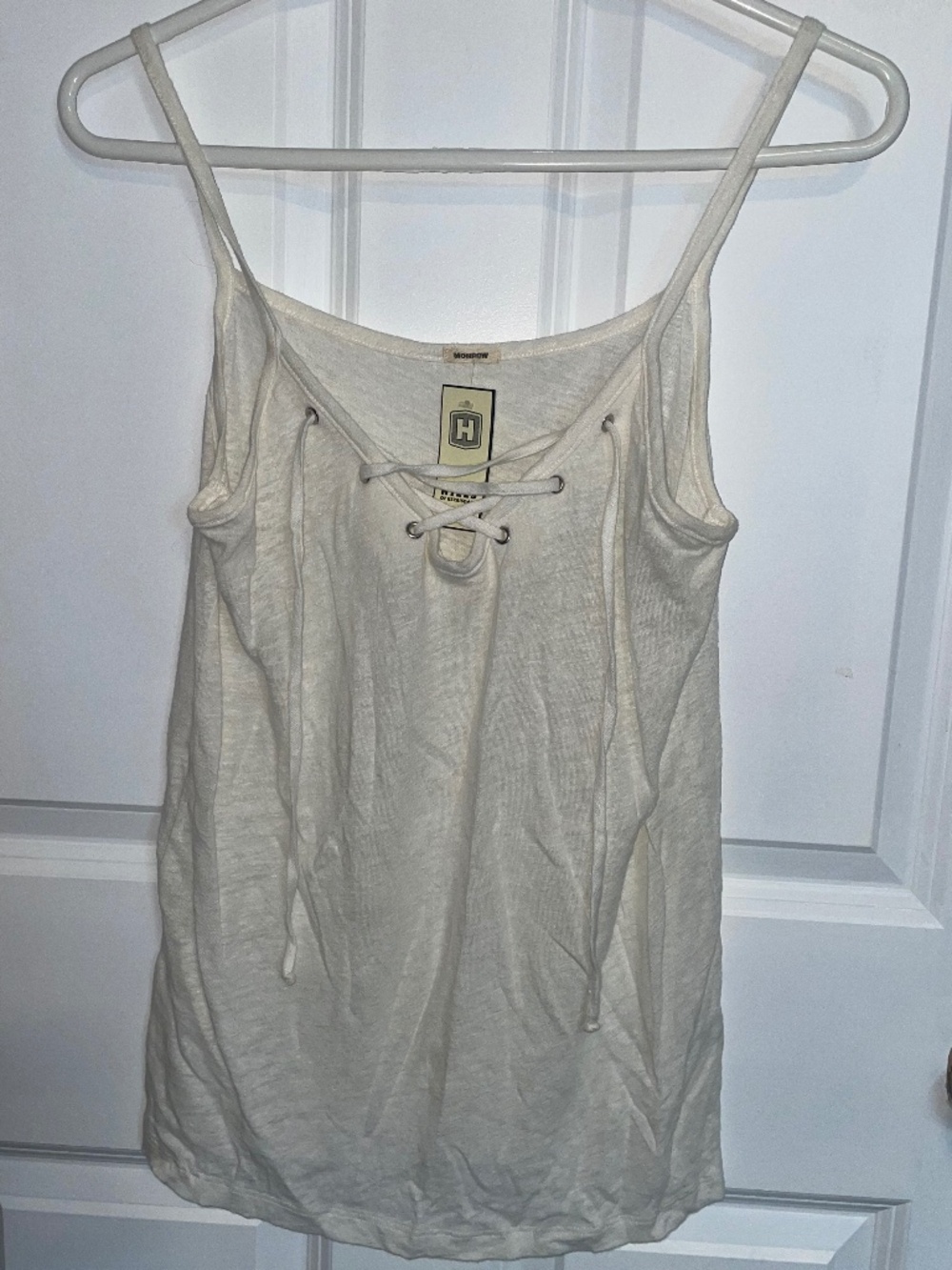 Monrow Hills Of Kerrisdale Lace Up Linen Cami White Women’s Size M NWT